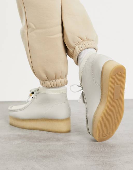 Clarks Originals Wallabee low wedge ankle boots in white