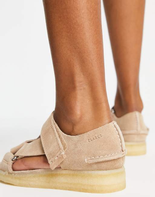 Clarks Originals wallabee sandal in light brown suede