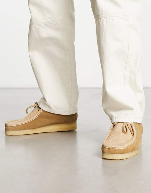 Clarks Originals Wallabee Scarponcini in misto camoscio color pietra arenaria