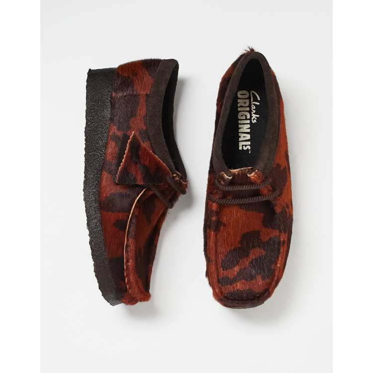 Clarks Originals Wallabee shoe in cow print | ASOS