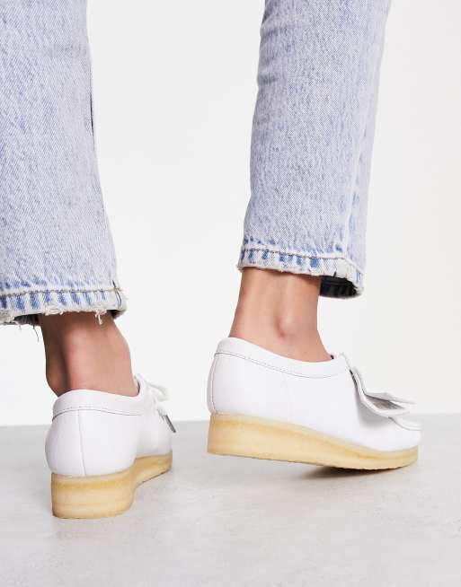 Clarks wallabee hot sale white leather