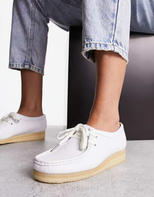 White store leather wallabees