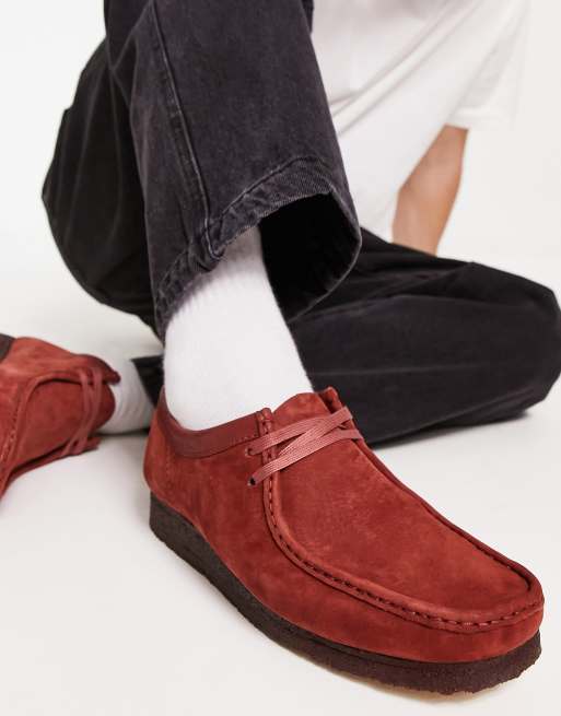 Burgundy clarks on sale wallabee