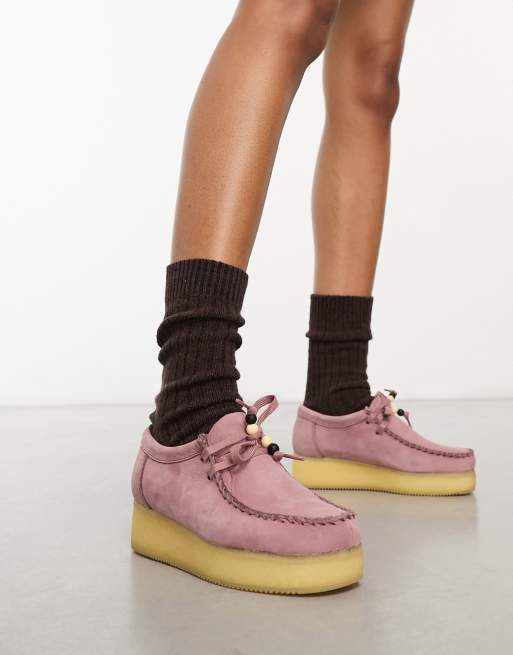 Pink hot sale wallabee shoes