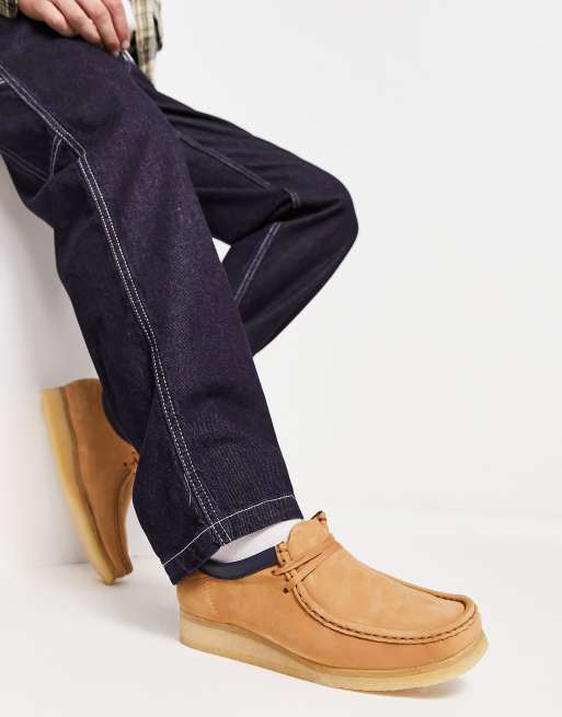 Clarks Originals wallabee shoes in light tan nubuck