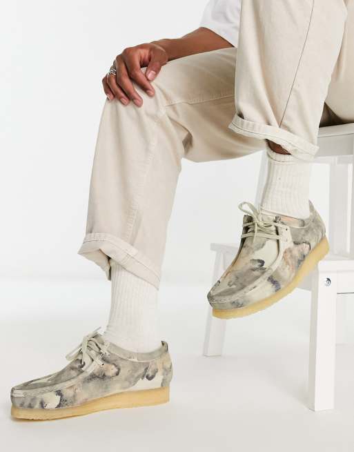 Clarks Originals Wallabee shoes in off white camo