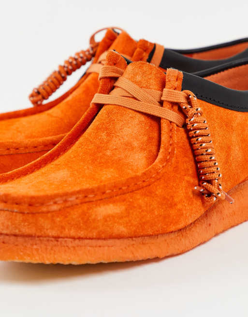 Clarks Originals wallabee shoes in orange hairy suede