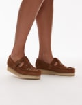 [Clarks Originals] Clarks Originals Wallabee T-Bar shoes with embellishment in brown suede 37 BROWN
