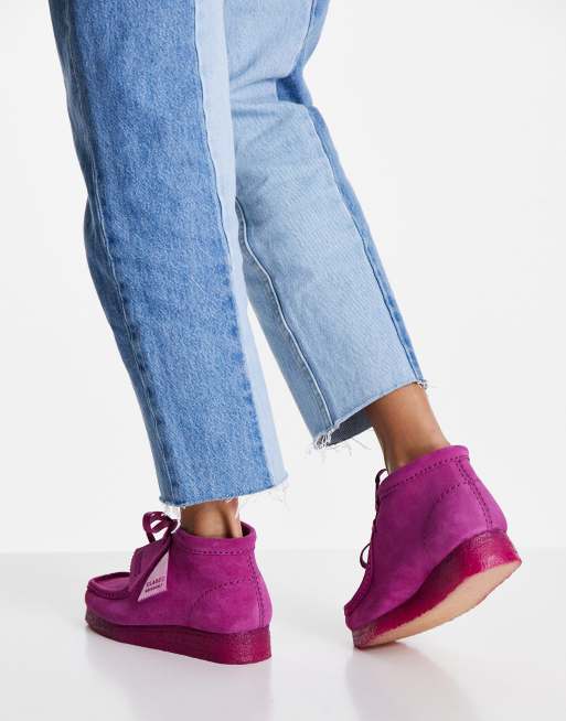 Clarks Originals Wallabee wedge ankle boot in berry suede