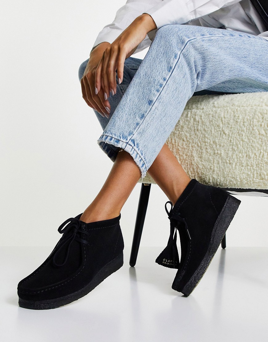 Clarks Originals Wallabee ankle boot black suede - Asos UK | StyleSearch