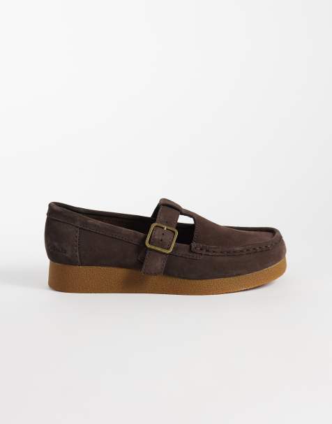 Clarks Originals WallabeeEVO T Bar shoes in chocolate suede - view 1