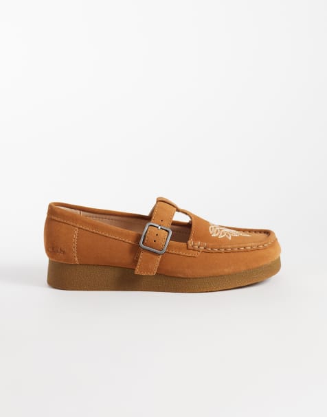 Clarks Originals WallabeeEVO T Bar shoes in ginger suede - view 1