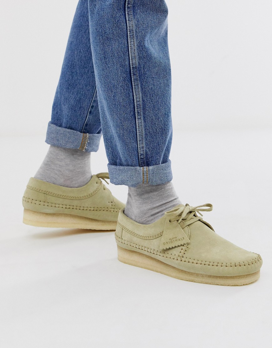 Clarks Originals - Weaver - Suède schoenen in grijsgroen-Beige