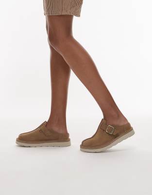 Clarks - Solsbury - Mules aus Wildleder in dunklem Sandbraun-Weiß