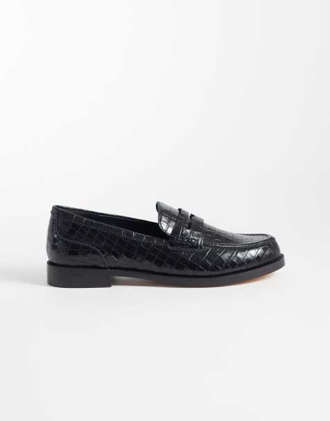 Clarks Straven Penny loafers in black croc - view 1