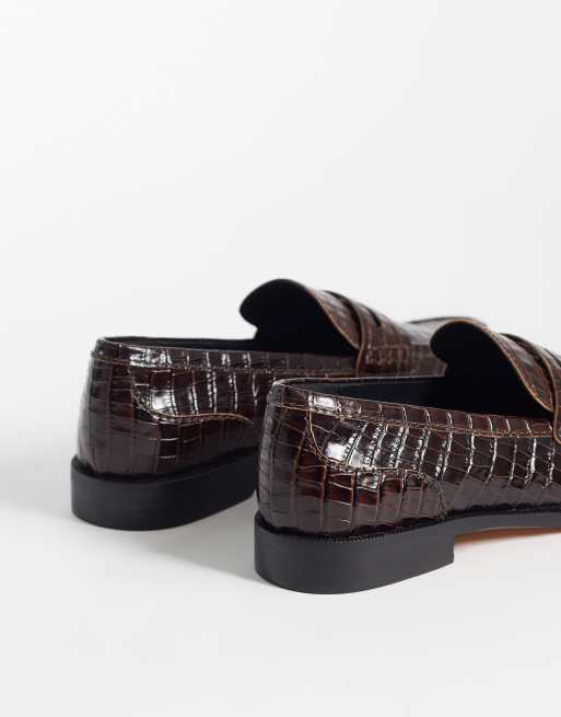 Clarks Straven Penny loafers in brown croc, 4 of 4