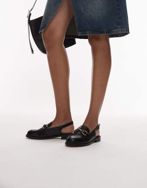 Clarks Straven sling back leather loafer in black - view 1