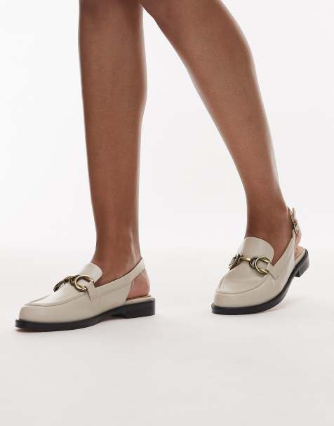 Clarks Straven sling back leather loafers in cream - view 1
