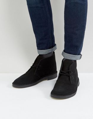 black clarks desert boot leather