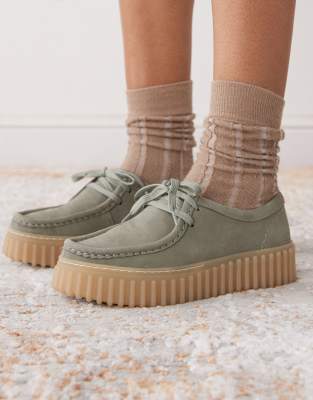 Clarks - Torhill Bee - Schuhe aus Nubukleder in verwaschenem Grün