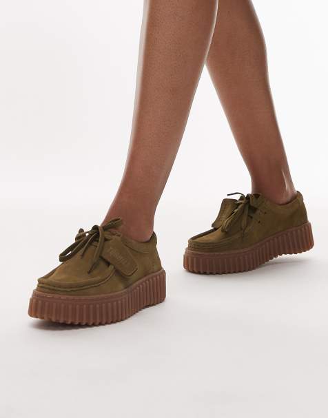 Clarks Torhill Bee shoe in olive suede - view 1