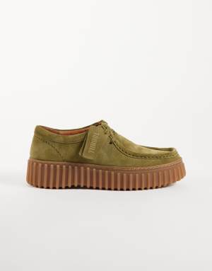 Clarks Torhill Bee shoe in olive suede