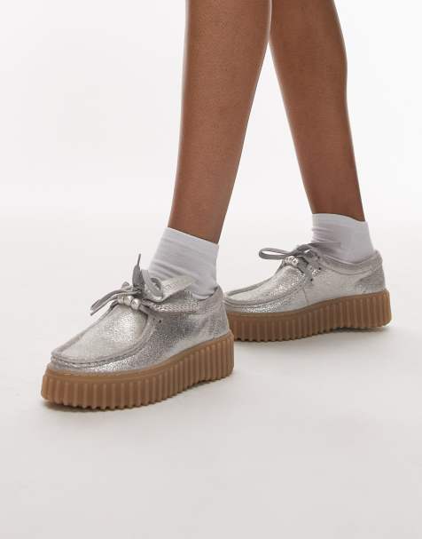 Clarks Torhill Bee shoes with detachable pearls in silver - view 1