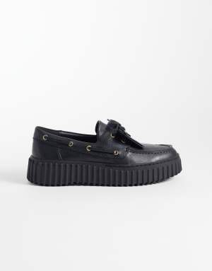 Clarks Torhill boat shoes in black leather