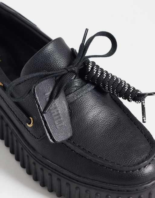 Clarks Torhill boat shoes in black leather, 3 of 4