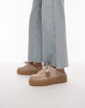 [Clarks] Clarks Torhill borg lined mules in sand-White 37 Biege