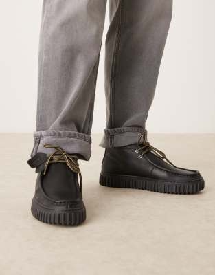 Chaussures De Travail Clarks CUBIN – Taille UK 7, Cuir Noir, Talon 3 Cm, Occasion