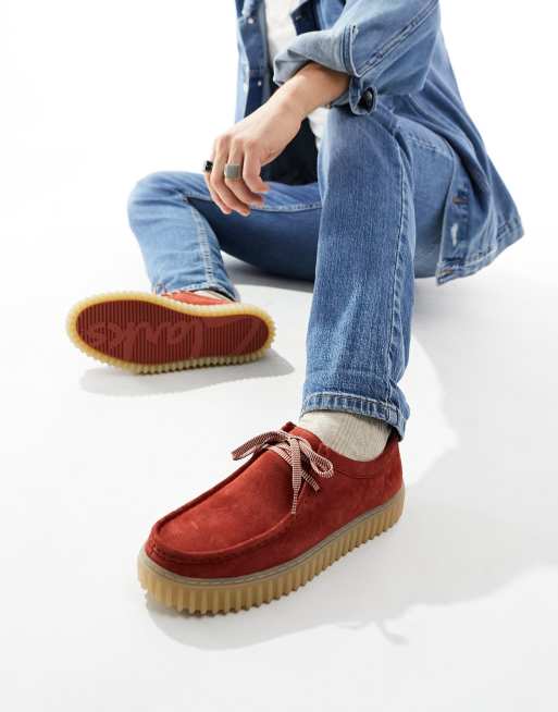 Clarks – Torhill Lo – Czerwone zamszowe buty