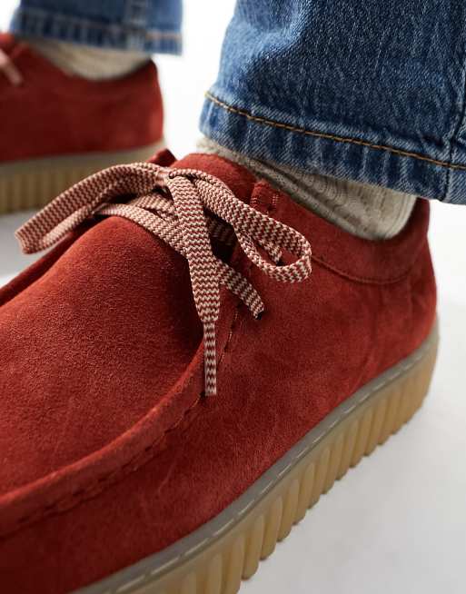 Clarks red hot sale suede shoes