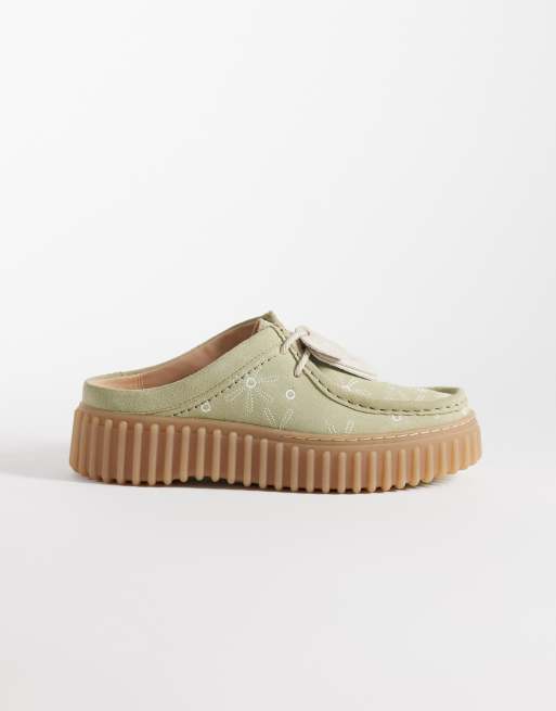 Clarks Torhill mules in sage, 3 of 4