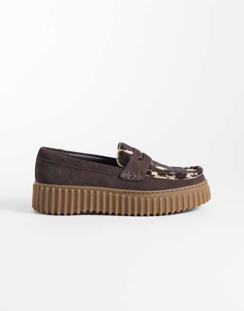 Clarks Torhill Penny shoes in brown cow print - view 1