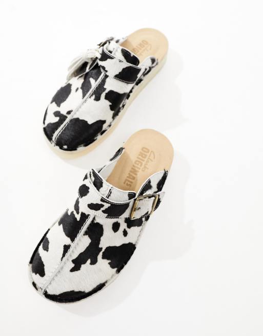 Clarks - Trek - Muiltjes met harige koeienprint in multi, 2 van 4