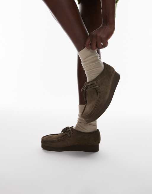 Clarks - Wallabee Evo - Mørke gyldenbrune sko i ruskind 