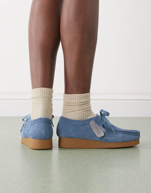 Clarks Wallabee evo shoe in blue suede | ASOS