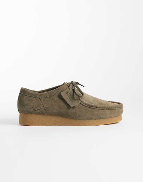 Clarks Wallabee EVO shoes in dark olive suede - view 1