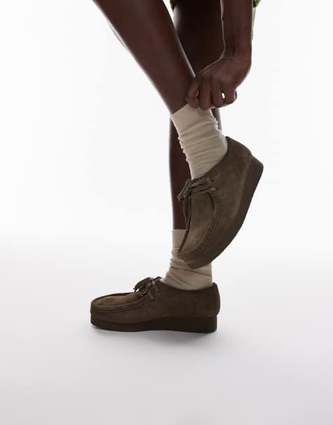 Clarks Wallabee Evo shoes in dark tan suede - view 1