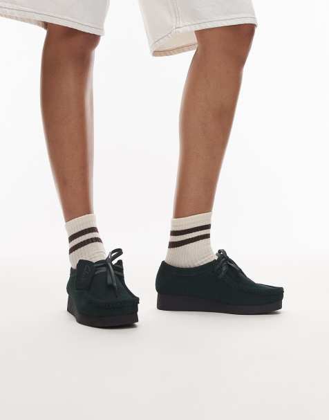 Clarks Wallabee EVOsh shoes in dark green suede - view 1