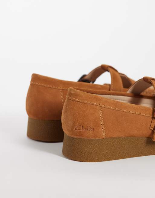 Clarks - WallabeeEVO - Chaussures en daim avec bride en T - Gingembre, 4 de 4