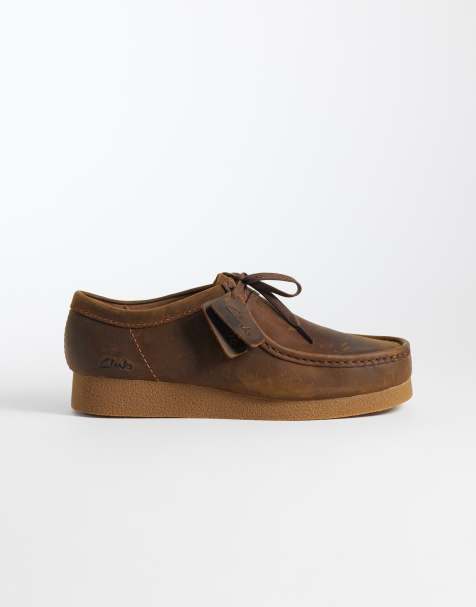Clarks WallabeeEVO shoes in brown beeswax - view 1