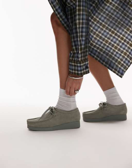 Clarks X Asos Exclusive WallabeeEvo shoe in light green suede 