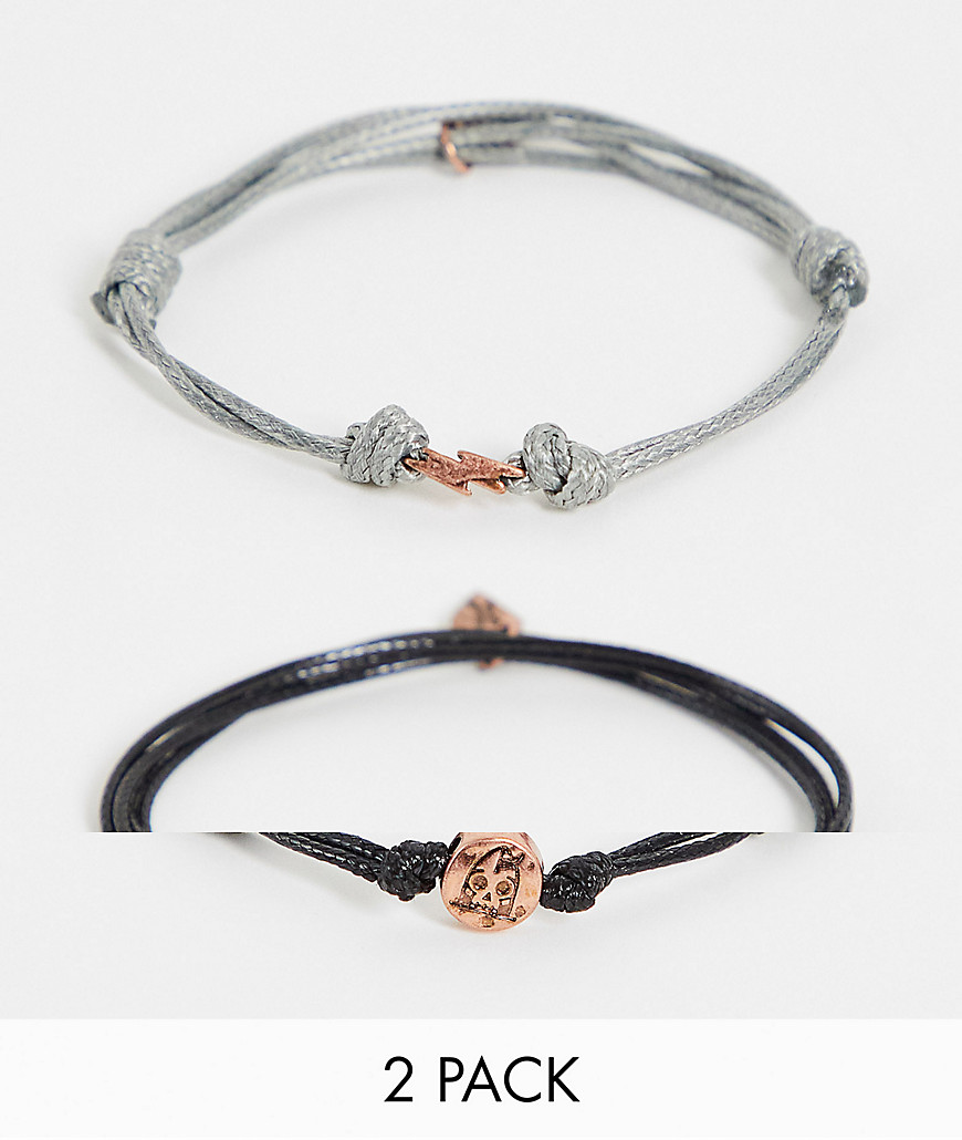 Classics 77 2 pack cord adjustable bracelets in grey