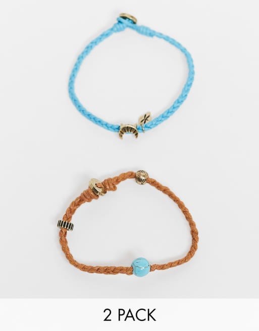 Classics 77 – 2er-Pack geflochtene Armbänder mit Anhängern in Grün