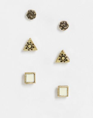 Classics 77 3 pack stud earrings in gold