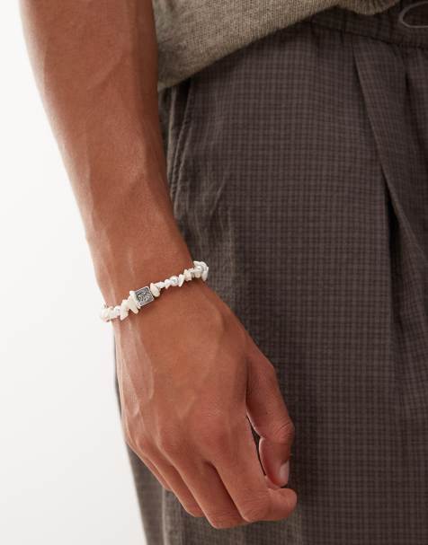 Classics 77 all seeing eye beaded chipped stone bracelet in white - view 1