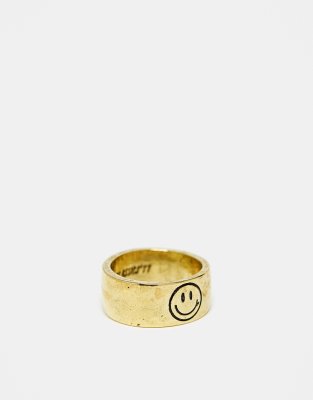 Classics 77 - Anello a fascia con faccina sorridente color oro