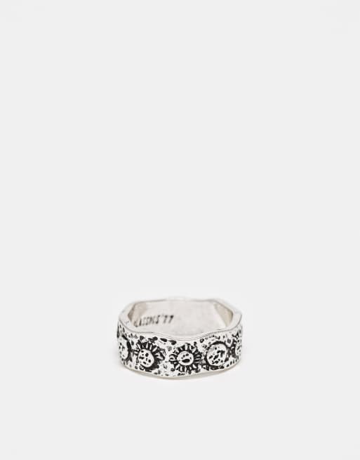 Classics 77 - Anello argento a fascia con fasi solari 